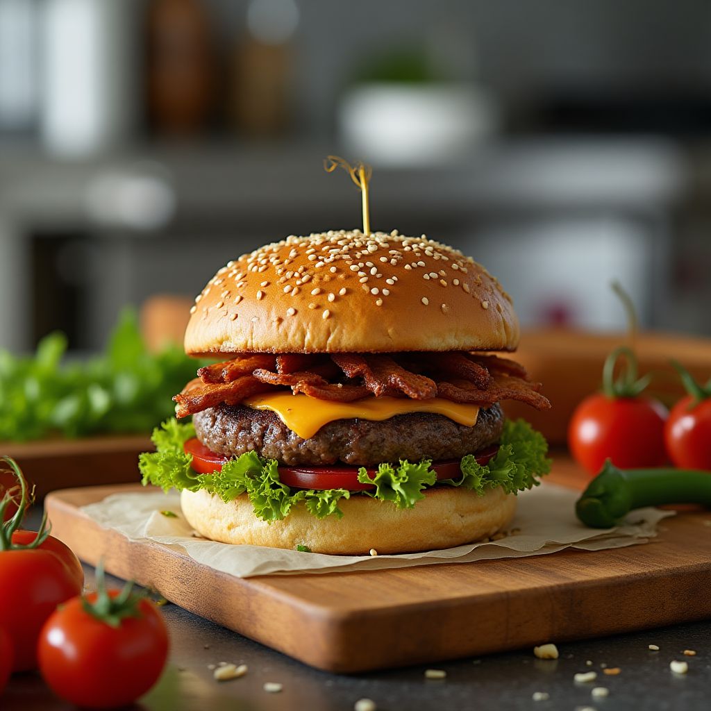 Proceso de preparación de hamburguesa artesanal